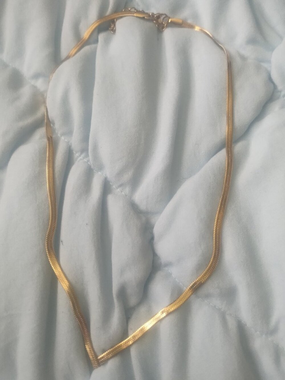 Gold tone v shaped herringbone chain necklace (thin)